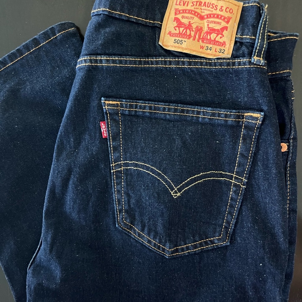Levi's Blue Straight Jeans Classic Denim Style 505